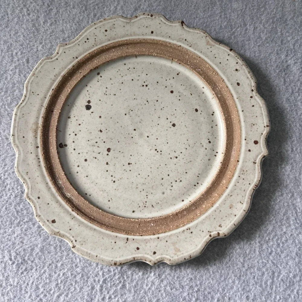 VTG Studio Art Pottery Cheese Dome Butter Dish Signed Rustic Farmhouse Plate Lid